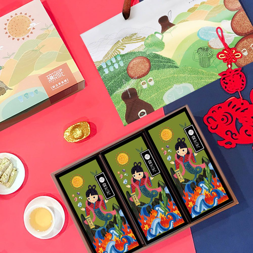 K5【公益禮盒】無藏 隆重茶食禮盒 – 月圓人團圓 – 玉山焦糖烏龍茶煎餅3入茶食大禮盒✿90F019